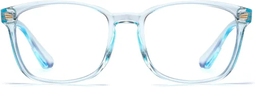 DUCO K028 - Lentes de luz azul para niños y niñas, para juegos de computadora, antirrayos UV, para niños de 6 a 10 años Azul traslúcido