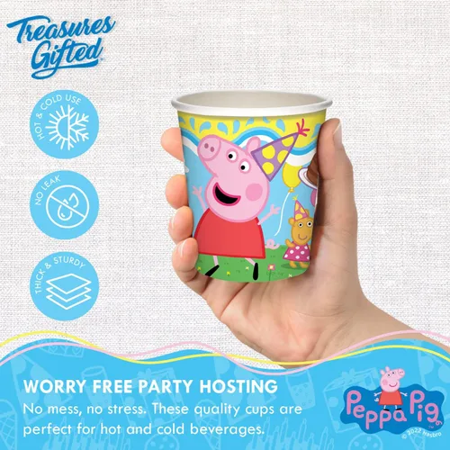 Miniatura 3 de Treasures Gifted Vasos de papel de Peppa Pig con licencia oficial, 8 unidades, tazas de Peppa Pig de 9 onzas para niños, tazas de fiesta