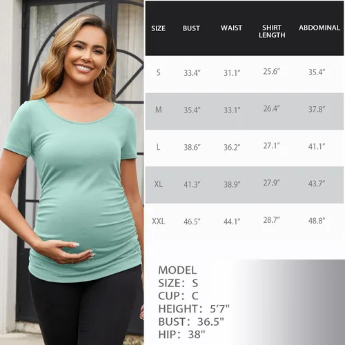 Miniatura 163 de GINKANA Blusas de maternidad de manga corta, diseño floral, fruncido, casual, para mamá, para embarazo
