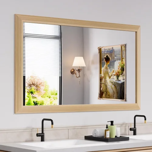 Miniatura 123 de Amorho Espejo de Baño Negro, Espejos de Pared de 24x30 Pulgadas con Marco de Metal Grueso para Sobre el Fregadero, Dormitorio, Sala de Estar