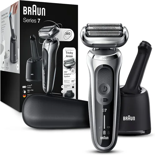 Braun Series 7 7071cc Maquinilla de Afeitar Eléctrica Flex para Hombres con Centro SmartCare, Recortadora de Precisión, Húmedo y Seco, Recargable,