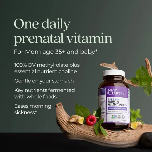 Miniatura 4 de New Chapter Vitaminas prenatales, un multivitamínico prenatal diario a partir de 35 años con metilfolato + colina para mamá y bebé saludables, 30