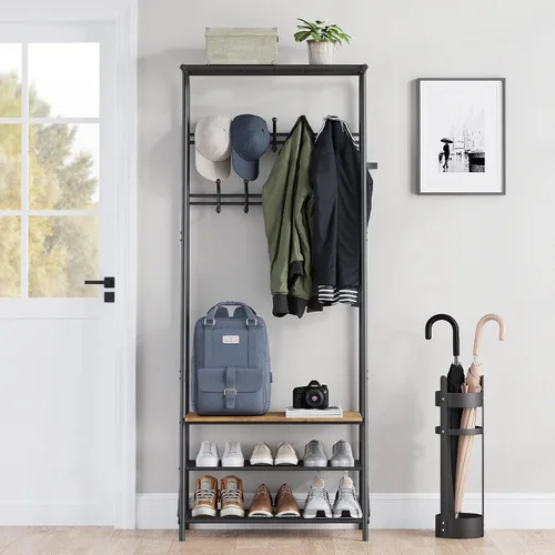 Miniatura 2 de Amyove Perchero para zapatos con 10 ganchos, banco de entrada con almacenamiento, organizador multifuncional para pasillo, muebles decorativos