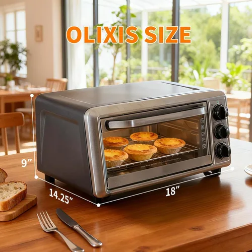 Miniatura 6 de OLIXIS Hornos tostadores para encimera de 19 cuartos de galón, horneado, tostado, asador, pizza y caliente, 1300 W, temporizador de 30 minutos