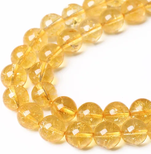 Miniatura 4 de 60 cuentas de citrino natural de 0.236 pulgadas para hacer joyas, piedras preciosas redondas sueltas y collares