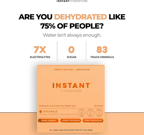 Miniatura 2 de Instant Hydration Paquetes de Polvo de Electrolitos - Mezcla de Bebida de Naranja Cítrica - Sin Azúcar - Keto, Vegano, Sin Gluten, Sin OMG - Impulsa