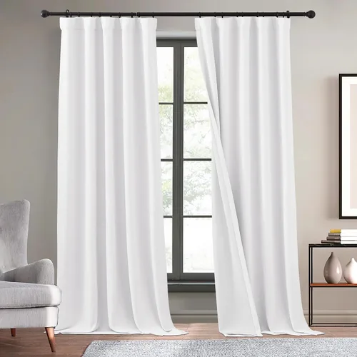 Miniatura 9 de KGORGE Cortinas de lino sintético azul de 120 pulgadas de largo, cortinas opacas naturales de lino para oscurecer la privacidad, tratamiento