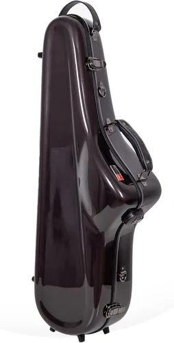 Miniatura 18 de Crossrock Pro-Grade - Estuche curvo para saxofón soprano Negro brillante, cerradura TSA, protección de élite, correas de mochila desmontables