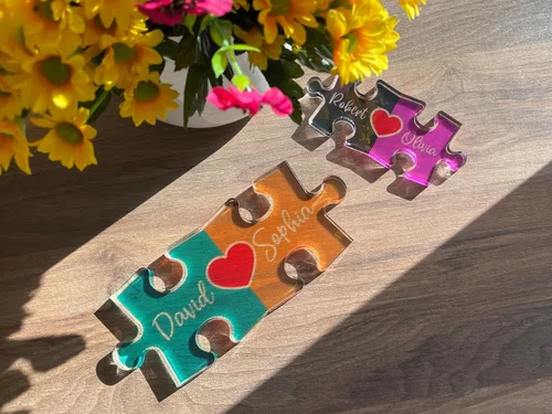 Miniatura 5 de Regalos personalizados para parejas, letrero de nombre de rompecabezas para parejas, regalos del día de San Valentín para ella y él, acrílico