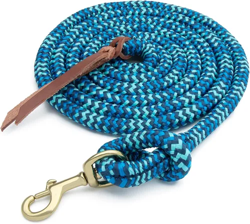 Miniatura 9 de Correa de plomo poli cowboy de cuero Weaver con broche, 5/8" x 10', Lila claro/Azul claro/Verde claro Morado claro/azul claro/verde claro