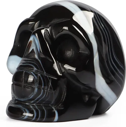 Miniatura 7 de Artistone Estatuas de calavera de cristal de 2.0 pulgadas, figuras de esqueleto humano talladas a mano, escultura de hueso de cabeza, estatua