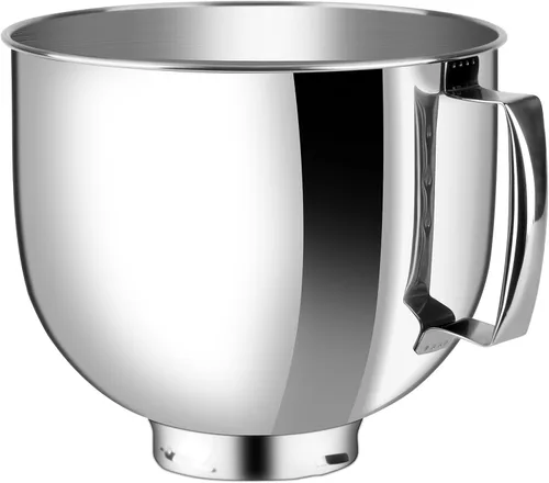 Cuenco de acero inoxidable de 5 cuartos de galón, compatible con Kitchenaid Artisan y Classic Series Plata, pulido