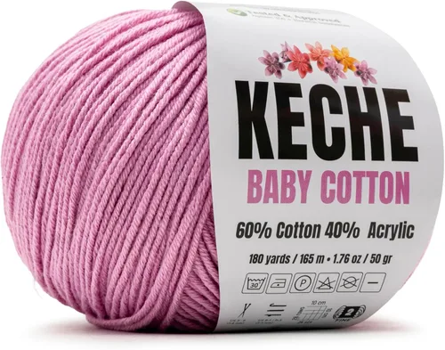 Miniatura 28 de Keche Hilo de algodón, 60% algodón, 40% hilo acrílico, hilo de algodón suave para crochet y tejer, hilo amigurumi, 1 madeja/bola, 1.76 onzas (50g)