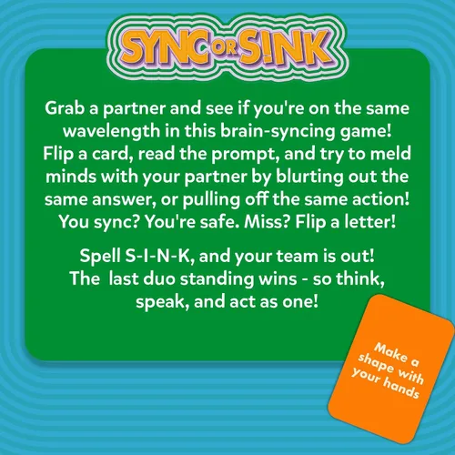 Miniatura 9 de Sincronizar o hundir: divertido juego de cartas familiar para niños, adolescentes y adultos, desafío de pareja de ritmo rápido, divertido favorito