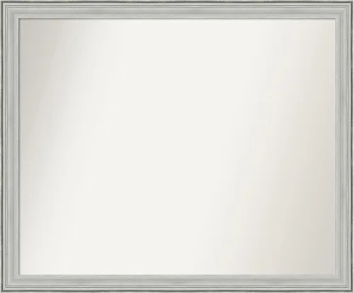 Miniatura 6 de Amanti Art Espejo de baño plateado para sobre fregadero, 25 x 25 pulgadas, espejo de tocador cuadrado estrecho de níquel cepillado, marco de madera