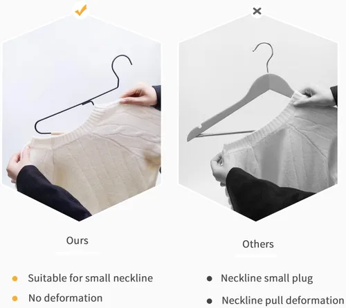 Miniatura 4 de Nature Smile Paquete de 10 perchas de metal negro mate de alta calidad con una barra de pantalones de madera de haya lisa, colgador único