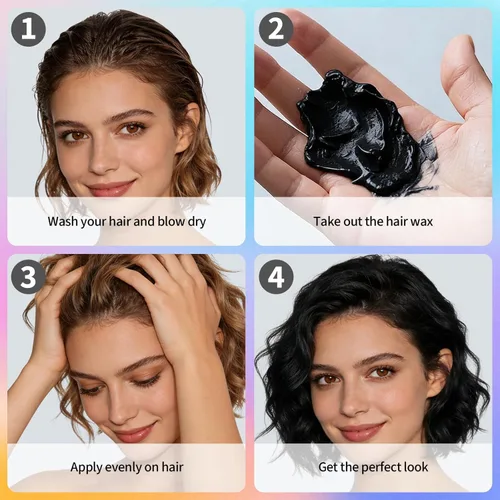 Miniatura 5 de Spray de color negro temporal para el cabello, 4.23 onzas, cera de color natural para el cabello, aerosol de color de cera lavable para el cabello