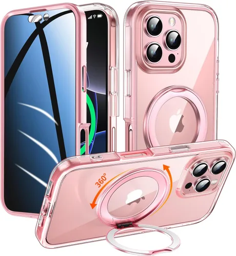 Miniatura 16 de Funda de privacidad para iPhone 17 Pro Max con soporte de 360° [protector de pantalla antiespía integrado] [anillo magnético] protección de cuerpo