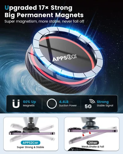 Miniatura 7 de APPS2Car Soporte magnético para teléfono MagSafe para papá, soporte magnético para automóvil con ventosa de brazo largo de 14 pulgadas, soporte