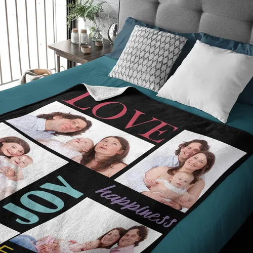 Miniatura 4 de Manta personalizada con foto, manta personalizada de franela personalizada, regalo de cumpleaños familiar, boda, sofá, dormitorio, sala de estar, 40