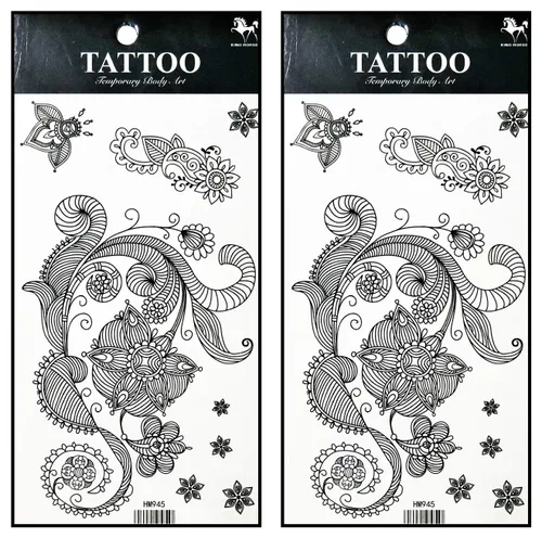 Miniatura 31 de Tatuajes 2 hojas de plumas negras de fantasía temporales tatuajes adhesivos falsos cuerpo brazo pecho hombro tatuajes para adolescentes, hombres