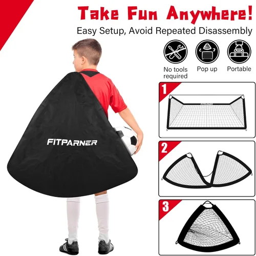 Miniatura 5 de Portería de fútbol, portería de fútbol para niños en el patio trasero, 2 unidades, redes de fútbol portátiles de 4 x 3/6 x 4 pies con objetivo