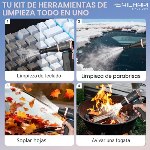Miniatura 7 de Plumero de aire comprimido 300000RPM, soplador inalámbrico de alta velocidad para peluquero con velocidad variable, soplador de polvo eléctrico