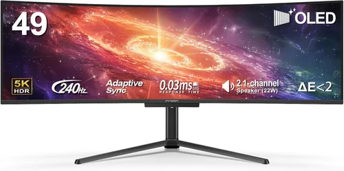 Miniatura 8 de INNOCN Monitor curvo de 49 pulgadas para juegos ultra ancho 5K2K 120Hz 32:9 QHD 5120 x 1440P, R1800, 99% sRGB, HDR400, USB tipo C, DisplayPort