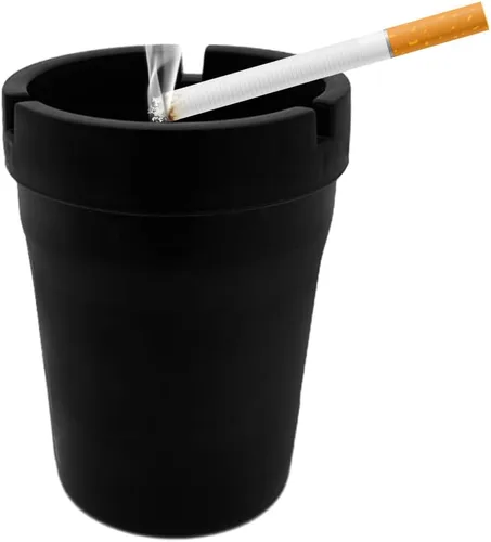 Ohleats Cenicero de automóvil, sin humo, a prueba de olores, resistente al viento, autoextinguible, mini cubo de basura portátil para cigarrillos