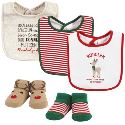 Miniatura 29 de Hudson Baby Conjunto de babero y calcetines unisex de algodón para bebé, Tamaño único Chica Calabaza