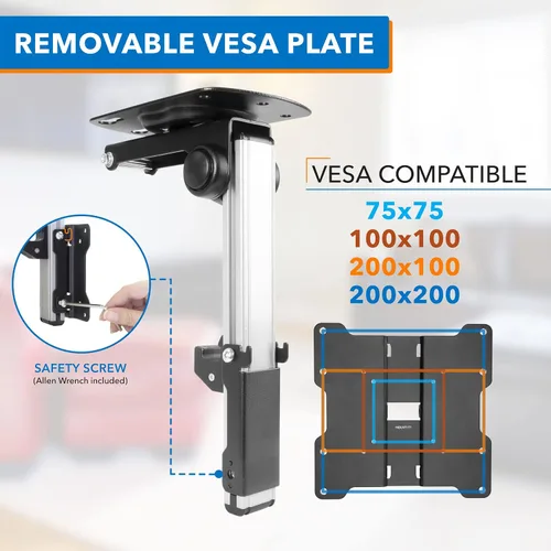 Miniatura 8 de Mount-It! Soporte para TV y monitor abatible y para gabinete y techo para cocinas, RV y espacios pequeños Para pantallas de 13–37 pulgadas VESA