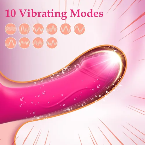 Miniatura 3 de Consolador sin tirantes de doble extremo con 10 modos y control remoto, de silicona antideslizante, vibrador anal realista para punto G, tapón