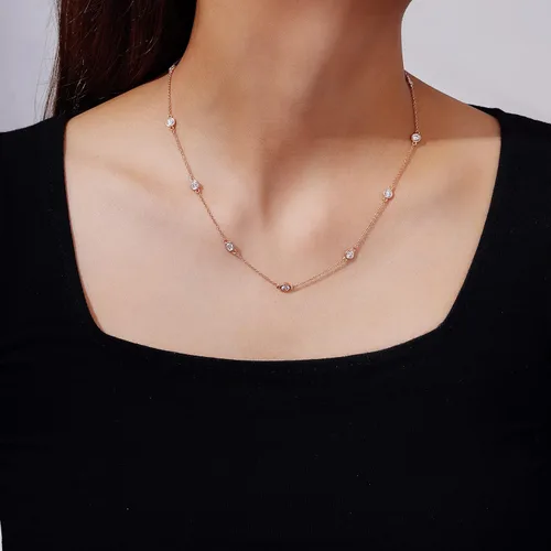 Miniatura 5 de Tienda Collection Platinum or Gold Plated Sterling Silver Station Necklace made with Infinite Elements Zirconia