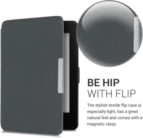 Miniatura 3 de kwmobile Funda compatible con Amazon Kindle Paperwhite - Funda protectora de nailon para lector electrónico - Antracita