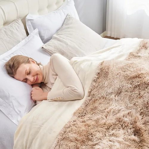 Miniatura 59 de GONAAP Manta de Tiro de Piel Sintética Mullida Tamaño Twin Rosa Claro Súper Suave Acogedora Felpa Mullida Lanuda para Sofá, Sillón o Cama