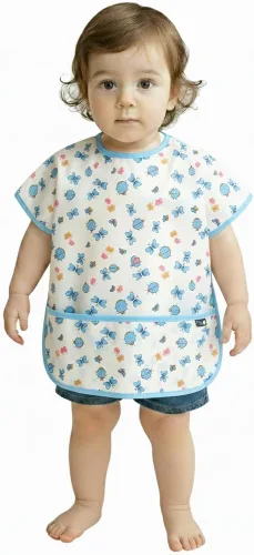Miniatura 15 de Plie Short Sleeve Waterproof Bib for Toddlers – Easy Clean Feeding Apron for Mealtime, Daycare, Self-Feeding, Lightweight