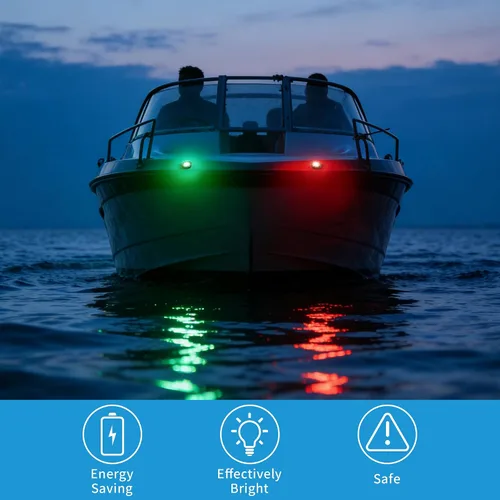 Miniatura 5 de Obcursco Luces de Navegación para Barco, LED Rojo y Verde de Montaje Vertical para Proa y Popa, Luces Marinas Impermeables IP67 para Pontones, Negro