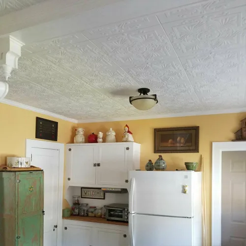 Miniatura 5 de À LA MAISON CEILINGS R14 - Azulejo victoriano de espuma para techo (128 pies cuadrados/caja), paquete de 48, oro blanco lavado