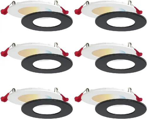 Nadair Paquete de 6 luces LED empotrables ultra delgadas de 4 pulgadas, 9 W, 750 lúmenes, 5 CCT seleccionables en color (27K/ 3K / 35K / 4K / 5K),