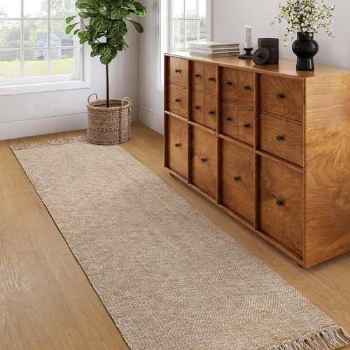 Miniatura 68 de Collive - Tapete de pasillo de cocina, 2 x 4.3 pies, tejido a mano, reversible, lavable, de algodón, color blanco/beige, para baño, pasillo
