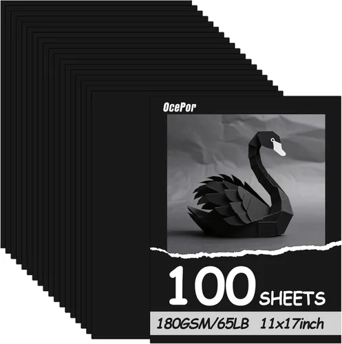 Miniatura 10 de OcePor 100 hojas de cartulina negra de 8.5 x 11 pulgadas, tarjeta negra de 65 libras/6.35 oz/m², papel grueso de cartulina para impresora