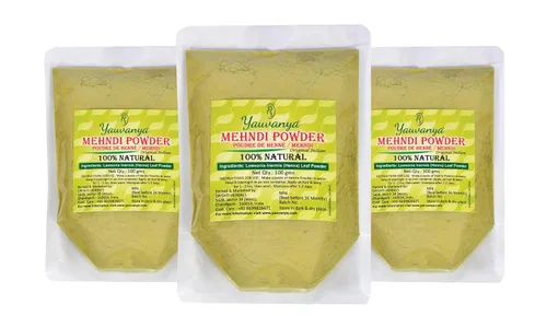 Henna pura y natural de Rajasthani indio original (Mehndi) para cabello | Color natural del cabello | Sin productos químicos - 10.58 oz (3 paquetes