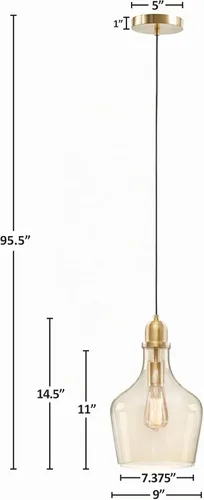 Miniatura 3 de INK+IVY Auburn - Iluminación colgante para comedor, luces industriales de cocina, lámpara colgante con forma de campana de vidrio soplado a mano