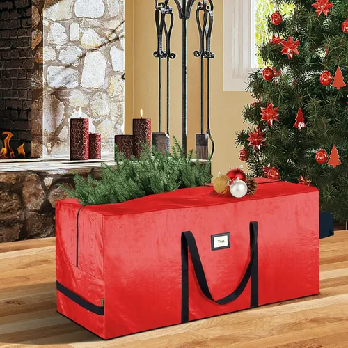 Miniatura 8 de BALEINE - Bolsa para guardar el árbol de Navidad de 7.5 pies, bolsa extra grande de alta resistencia para árbol de Navidad artificial con asas Rojo