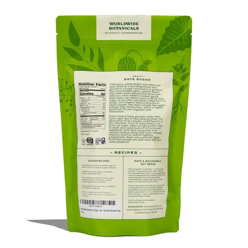Miniatura 2 de Worldwide Botanicals Azúcar orgánico en polvo fino, 1 libra - 100% dátiles secos puros, edulcorante natural de alimentos integrales, sin gluten