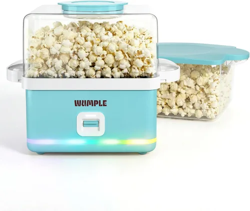 Máquina de palomitas de maíz con cuenco, máquina eléctrica de palomitas de maíz de 12 tazas para noches de cine en casa y fiestas, máquina de Azul
