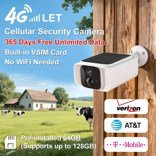 Miniatura 3 de Cámara de seguridad celular 4G LTE inalámbrica para exteriores, datos ilimitados gratuitos de 365 días, sin WiFi, cámara de seguridad alimentada por