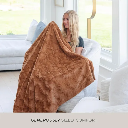 Miniatura 2 de GRACED SOFT LUXURIES - Cobija de piel sintética para el hogar, elegante, cálida y esponjosa Cobija decorativa para sofá, sofá cama o cama