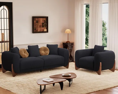 Miniatura 5 de Morden Fort Sherpa Boucle Sillón Individual de Sofá, Sofá Moderno Tapizado Silla Profunda con Almohada Decorativa Suave Amigable con la Piel Silla