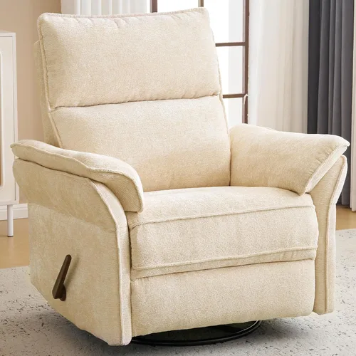 Miniatura 16 de Rocking Chair Nursery with Adjustable Headrest,Manual Swivel Rocker Recliner Nursery Chair with Overstuffed Armrest,Glider Rocker Recliner for